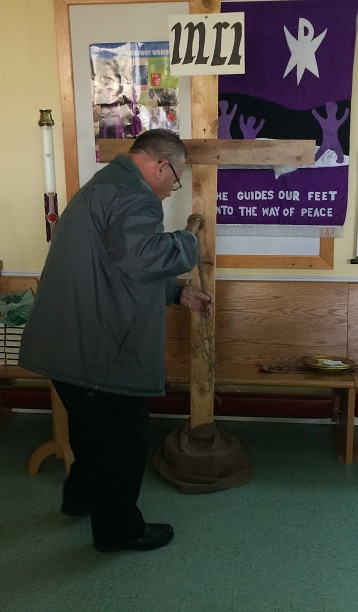 The Symbols of Lent - The Whip is placed at the foot of the cross. Second Sunday in Lent, March 17, 2019